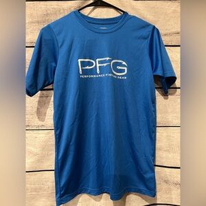 Columbia Blue Performance Fishing Gear Boys Youth Rashguard Swim Shirt L 14-16